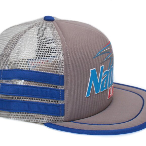 Classic 3 Stripe Natural Light Beer Hat Flat Bill Truckers Cap Adult One-Size - Picture 2 of 4